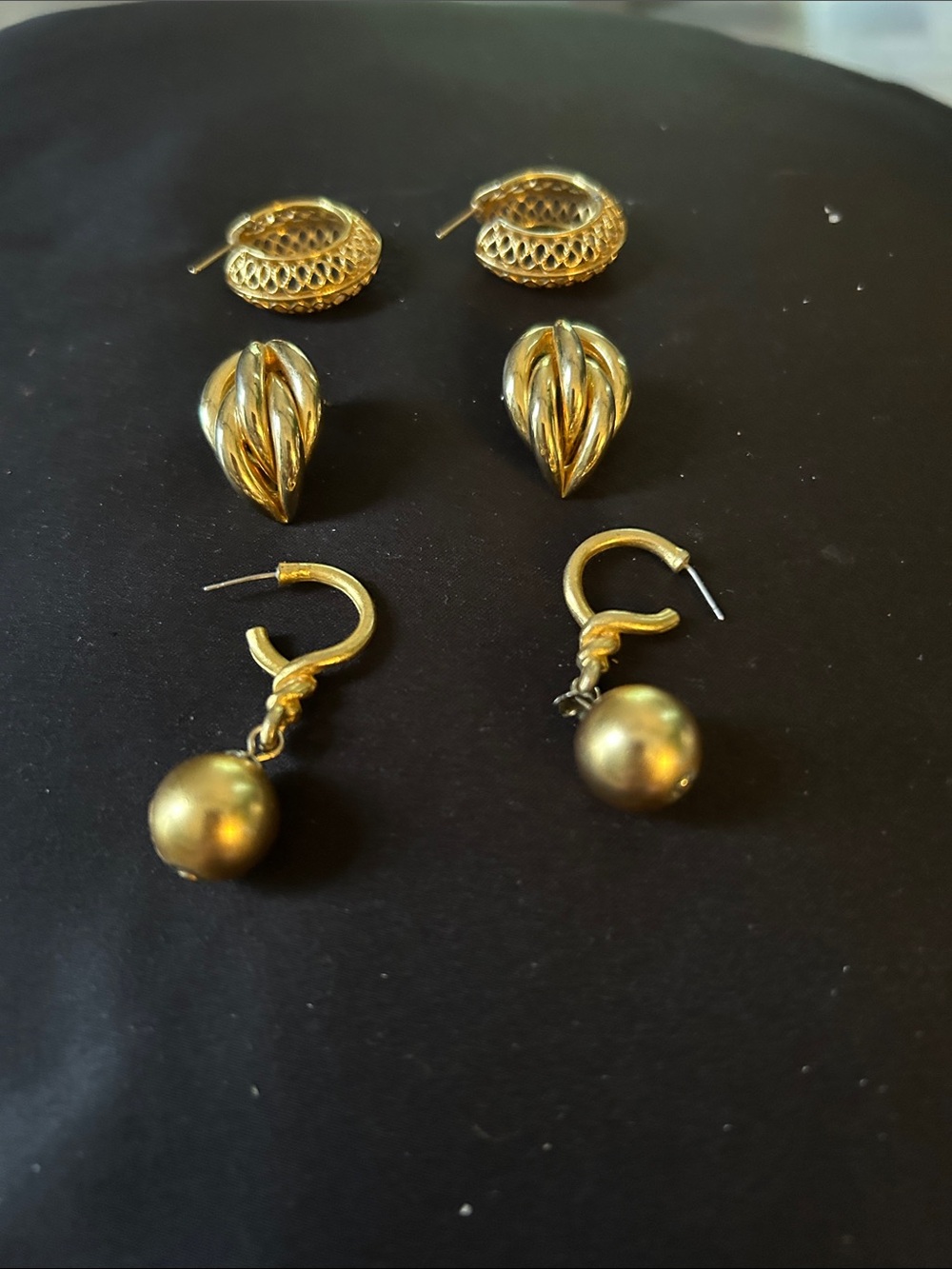 Gold-Tone Women’s Earring Set - Three Pairs